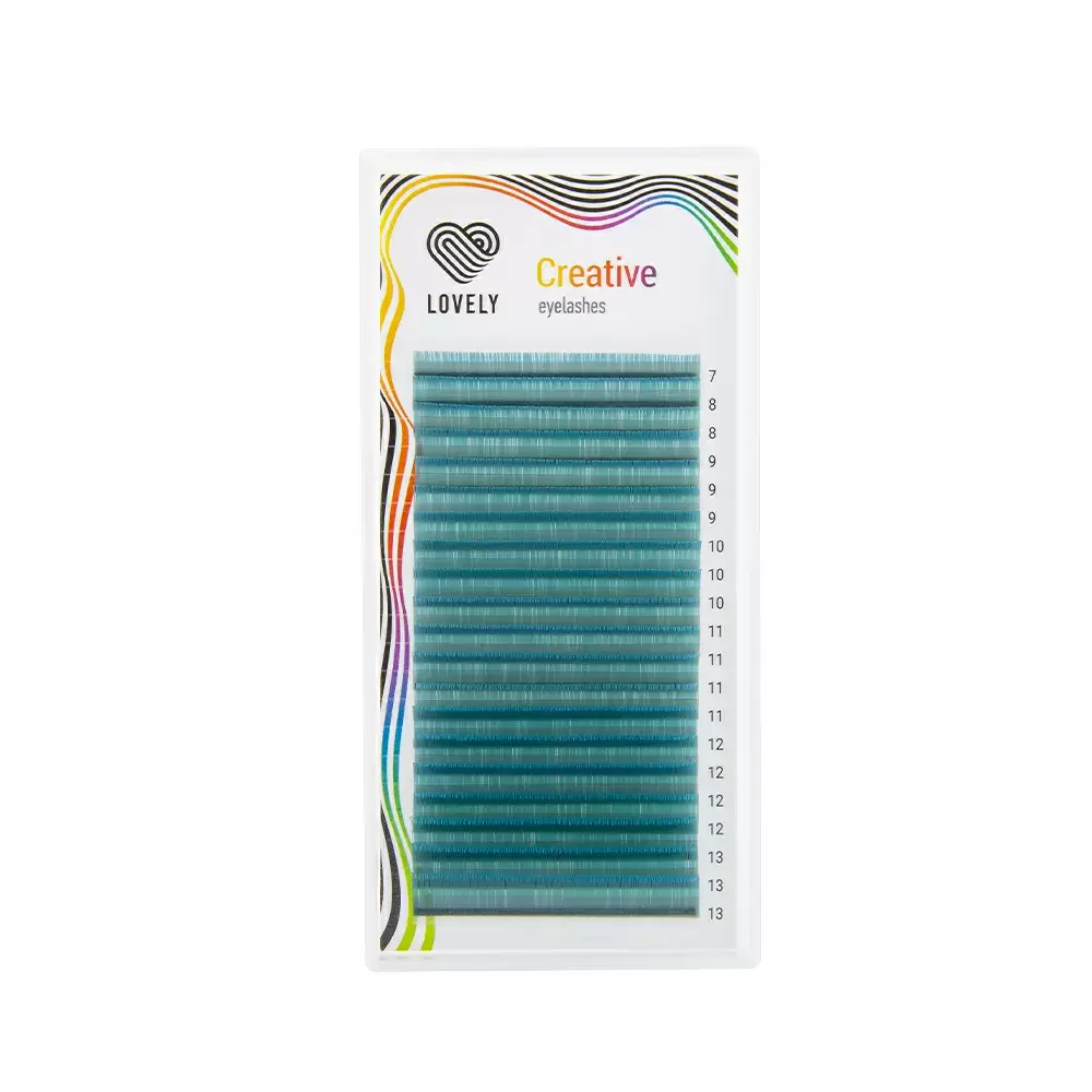 Ресницы цветные Lovely Emerald, Изумрудные, Микс 20 линий