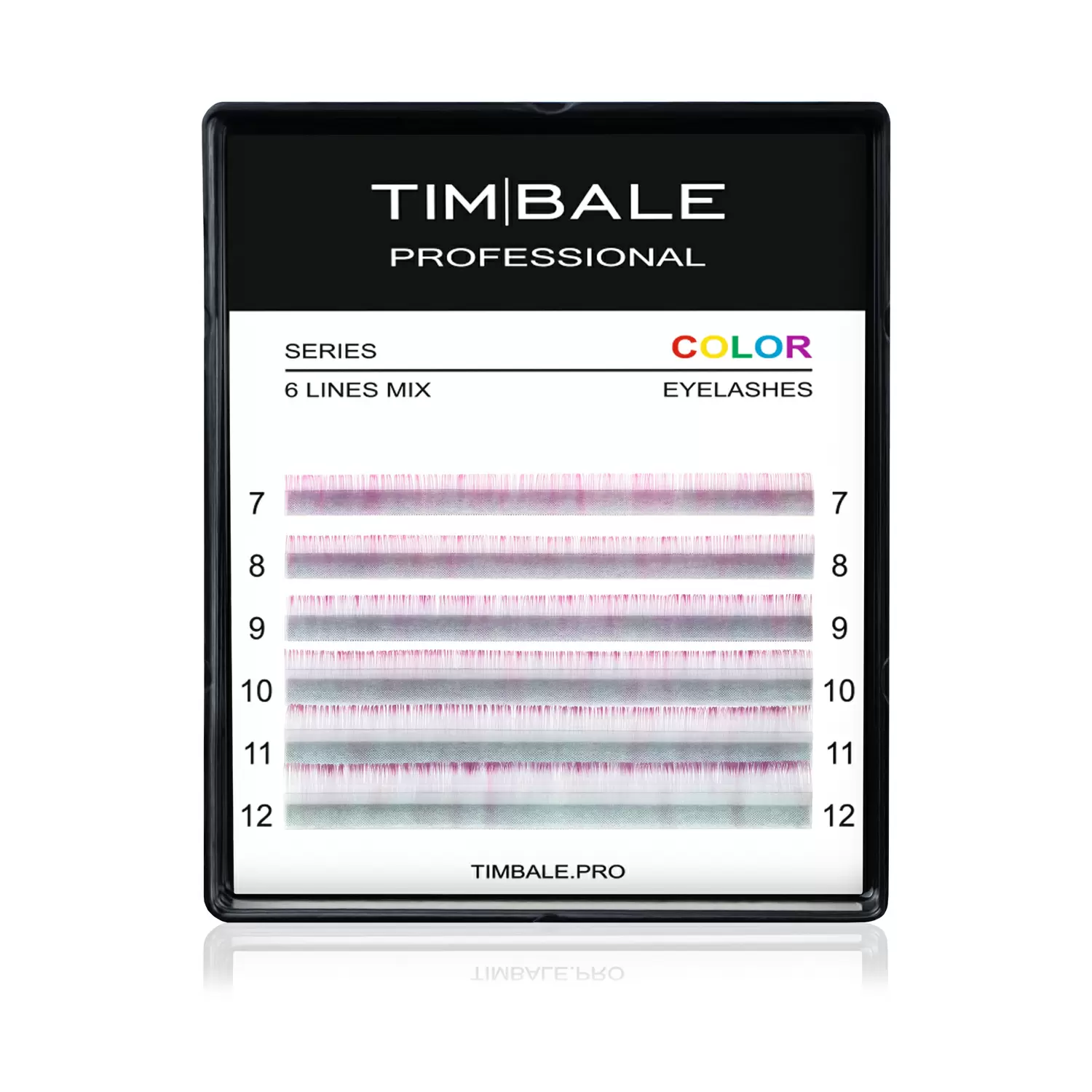 Ресницы двухцветные TimBale Emerald-Pink, Изумрудно-розовые, Микс 6 линий