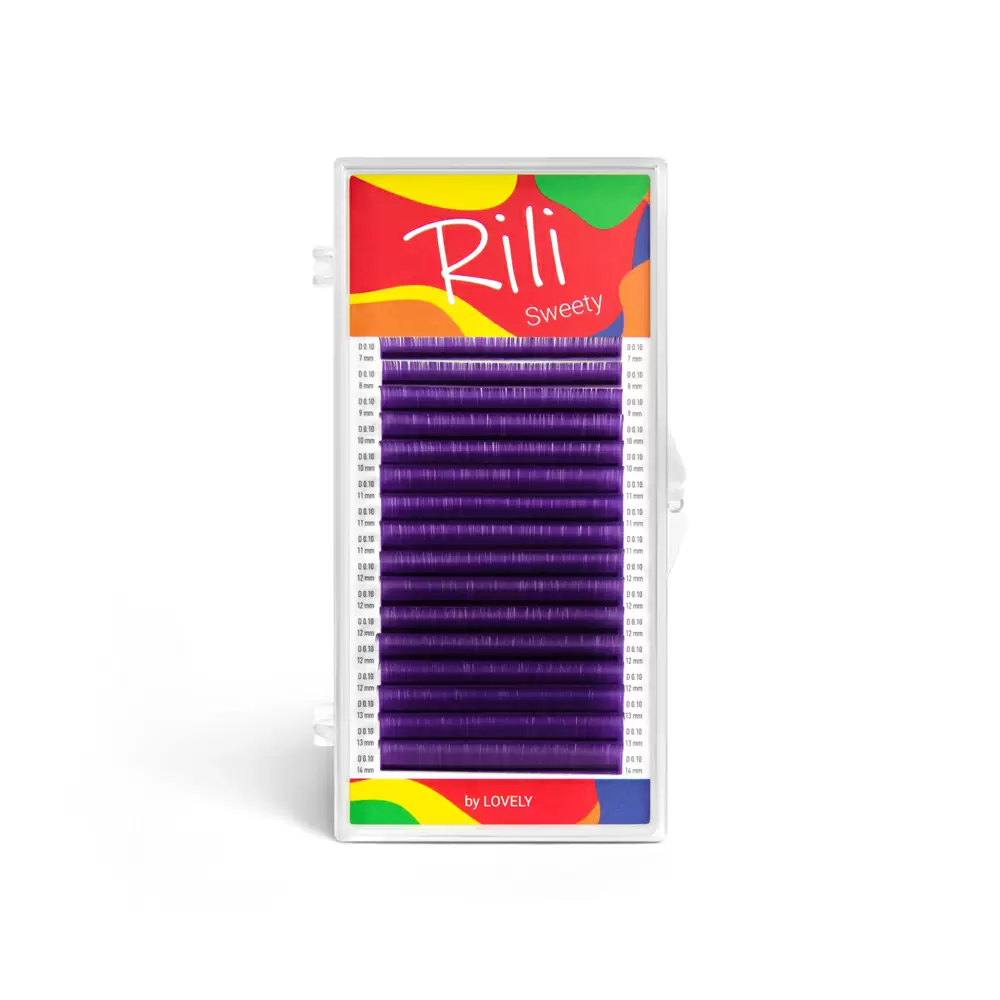 Ресницы цветные Rili Sweety, Фиолетовые, Микс 16 линий