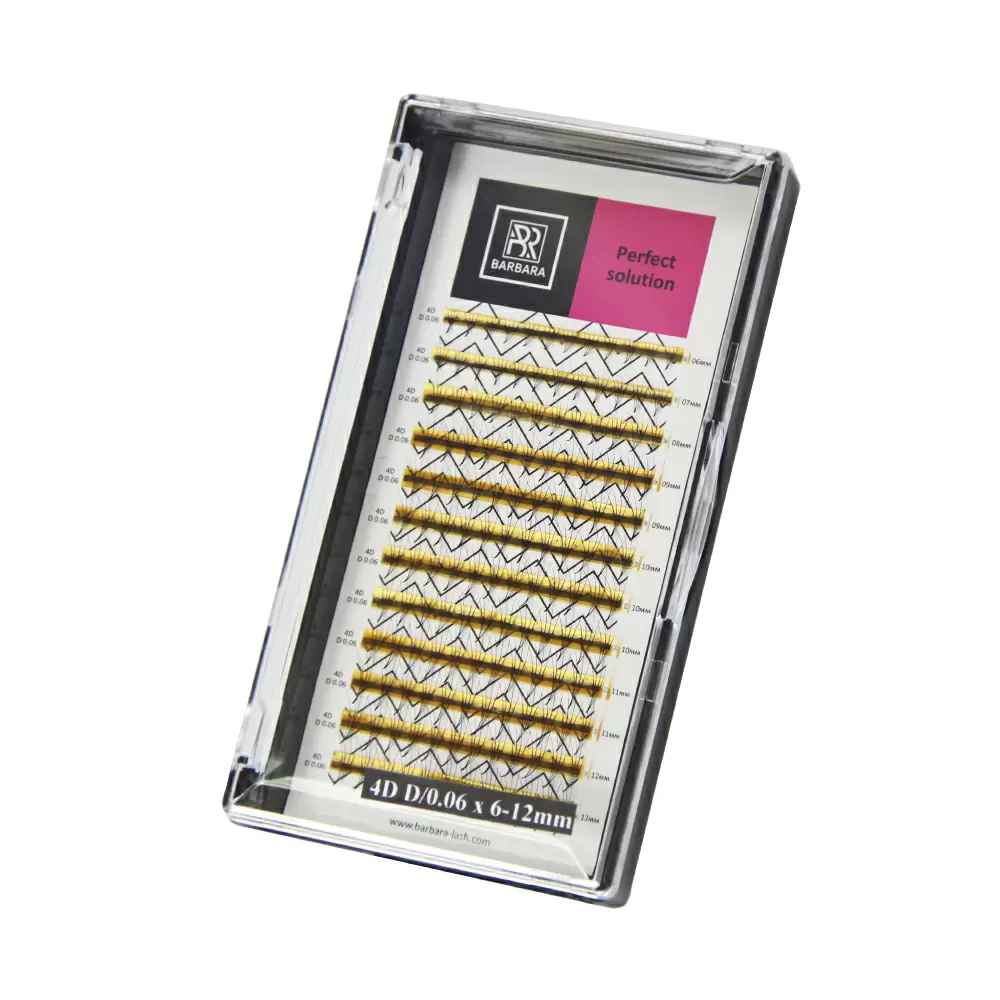 Ресницы 4D BARBARA Perfect Solution, Готовые пучки, Микс 12 линий