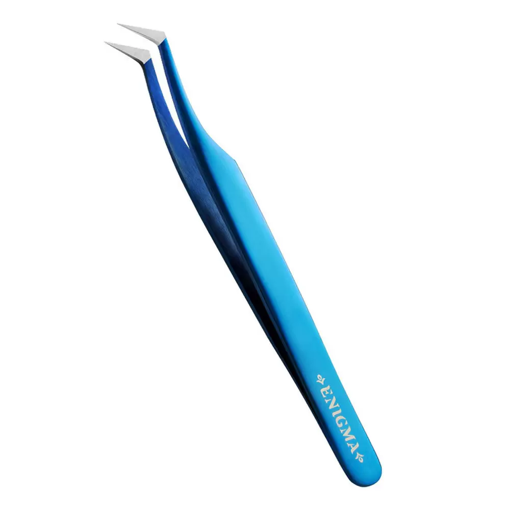 Пинцет с ручной заточкой extra-sharp Enigma, Тип L, Blue metallic