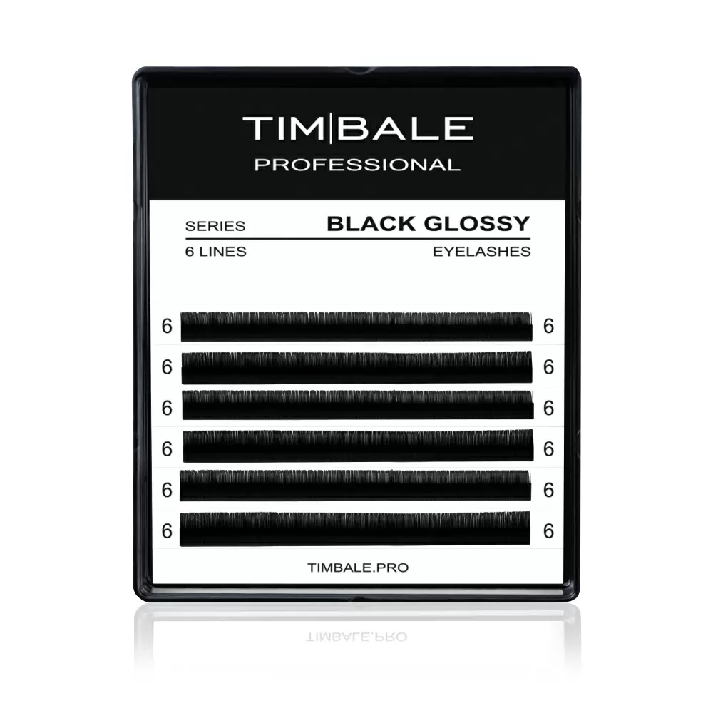 Ресницы чёрные TimBale Black Glossy, 6 линий