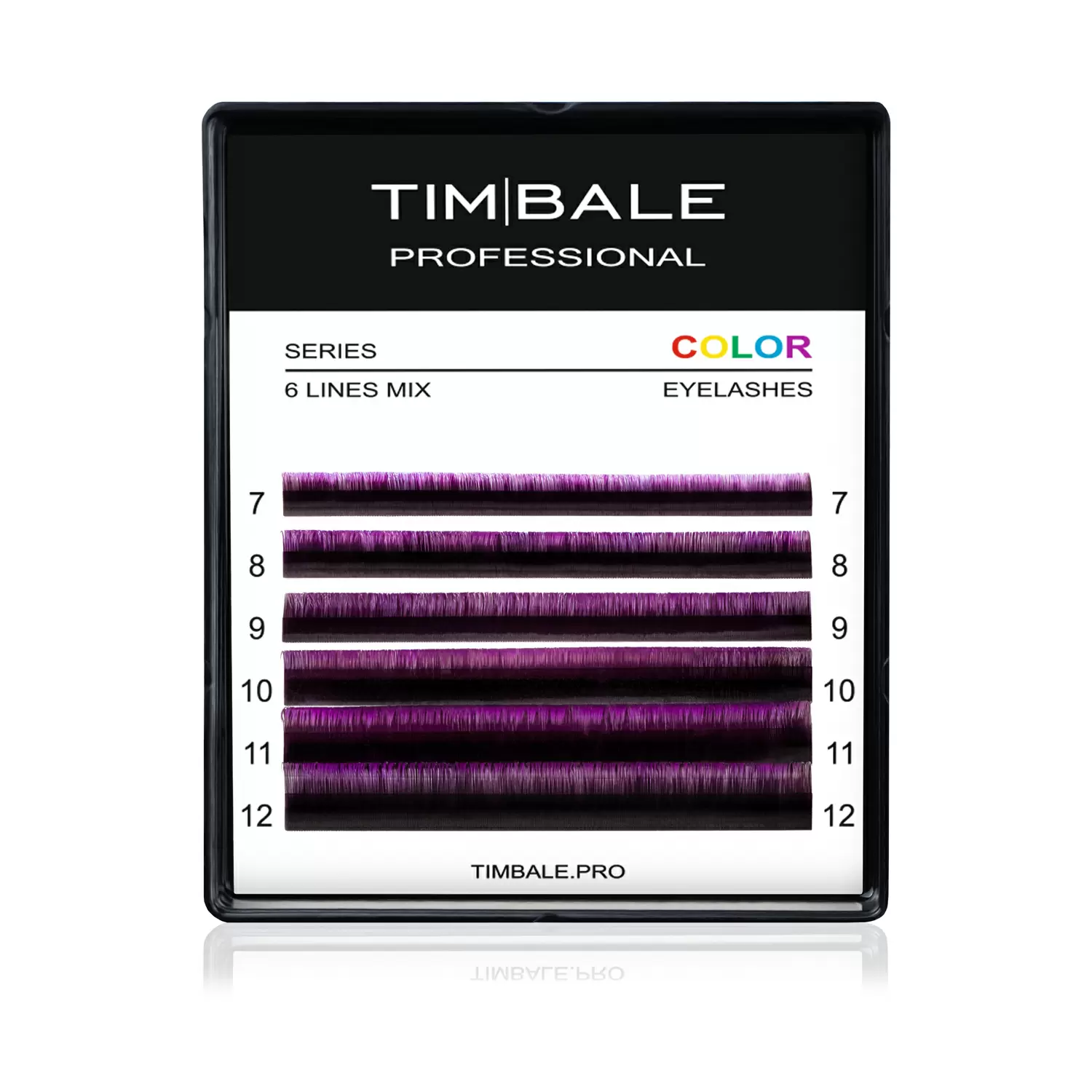 Ресницы цветные омбре TimBale Black-Violet, Чёрно-фиолетовые, Микс 6 линий