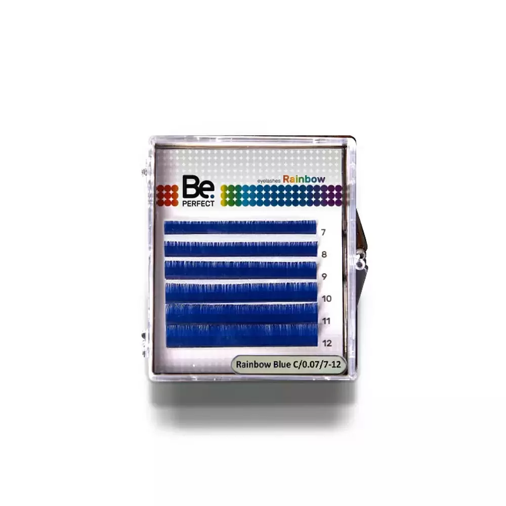 Ресницы цветные Be Perfect Rainbow Blue, Синие, Микс 6 линий