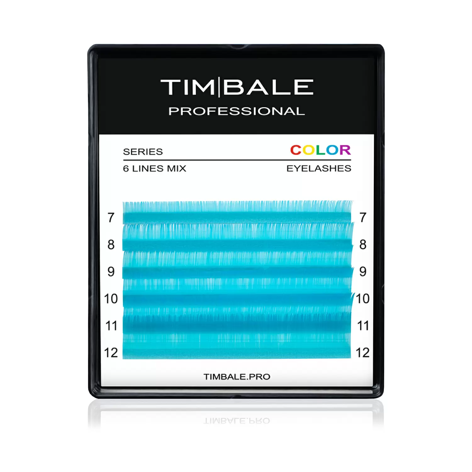 Ресницы неоновые цветные TimBale Neon Blue, Голубые, Микс 6 линий