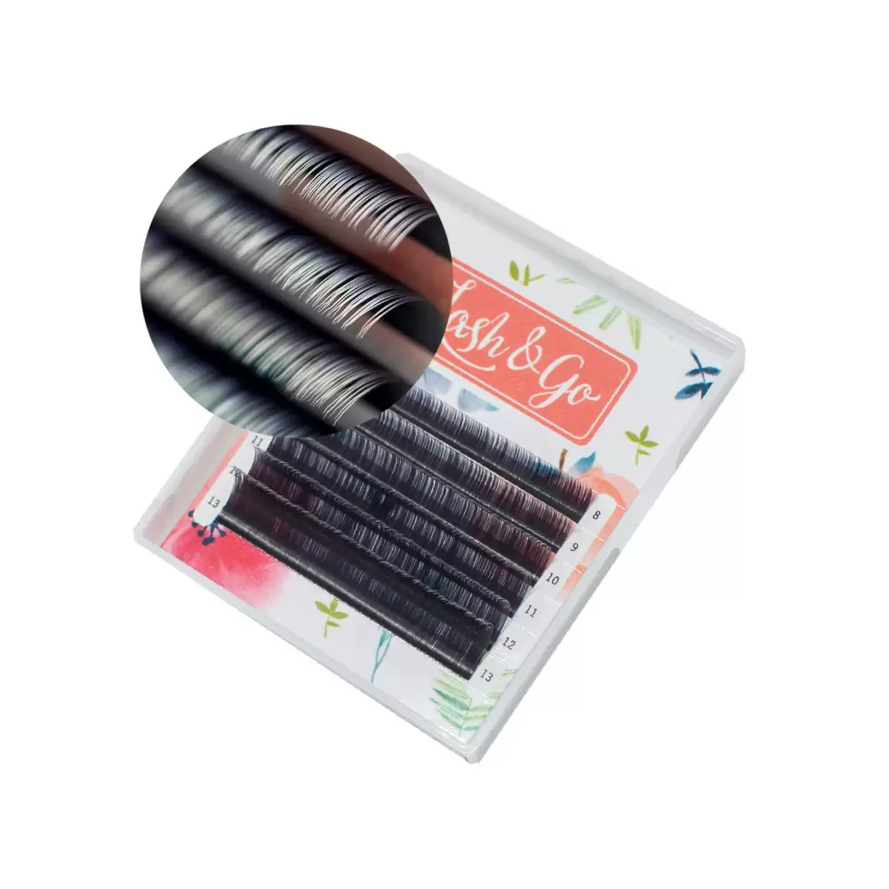 Ресницы цветные омбре Lash&Go, Чёрно-белые, Микс 6 линий