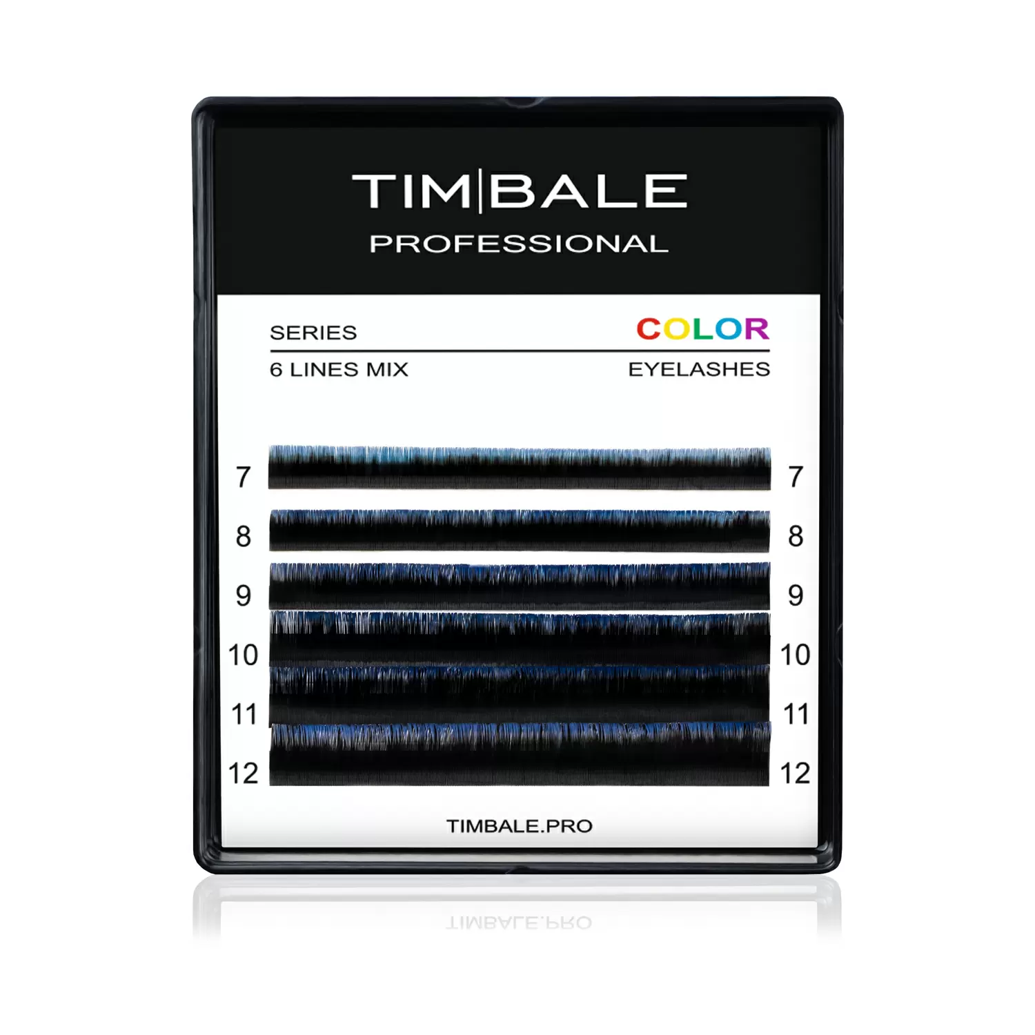 Ресницы цветные омбре TimBale Black-Blue, Чёрно-синие, Микс 6 линий
