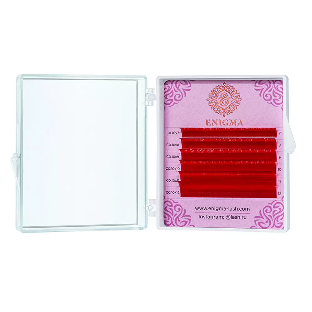 Ресницы цветные Enigma Red, Красные, Микс 6 линий