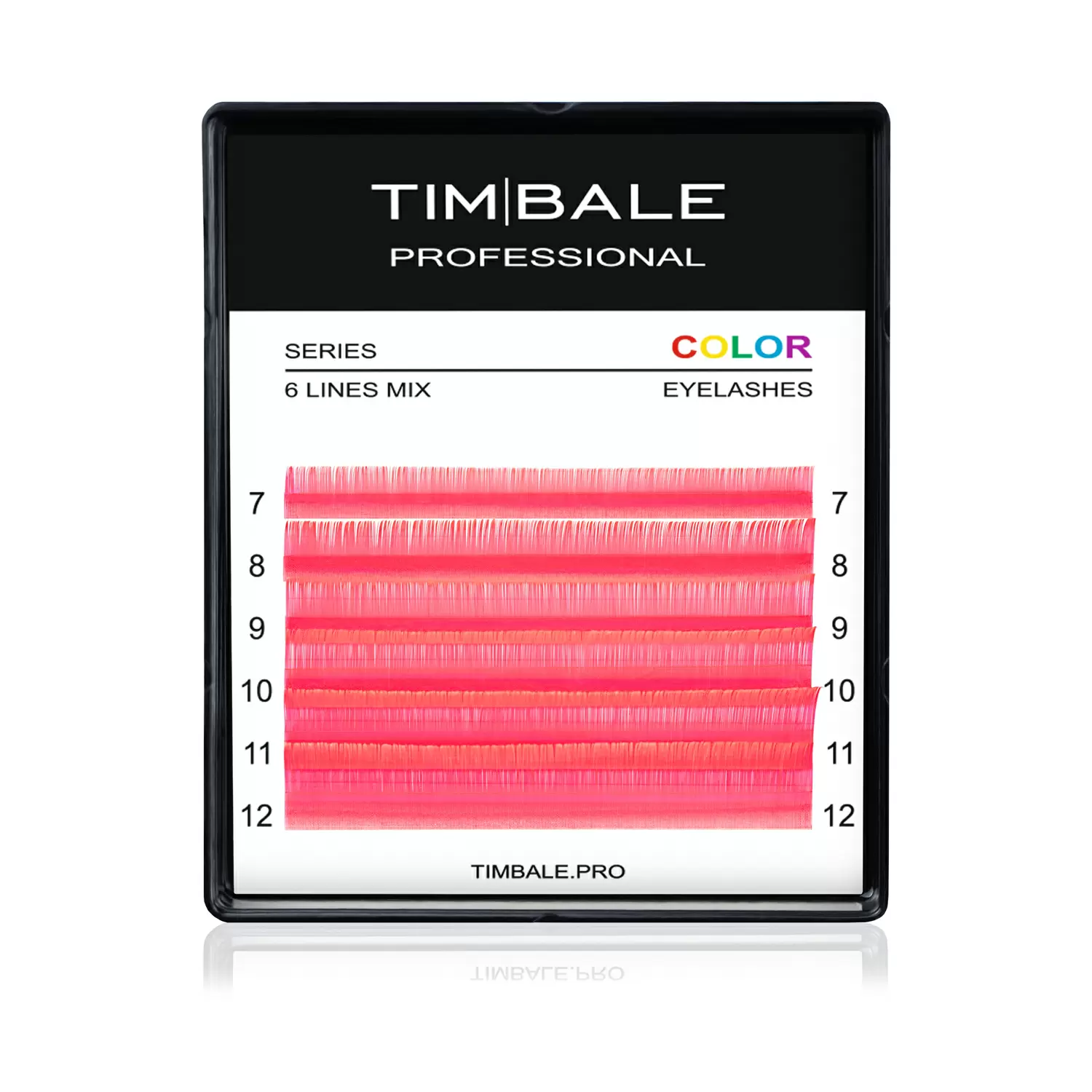 Ресницы неоновые цветные TimBale Neon Red, Красные, Микс 6 линий