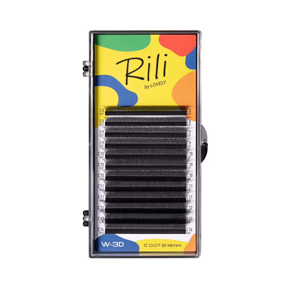Ресницы чёрные Rili в пучках W-3D, Микс 12 линий