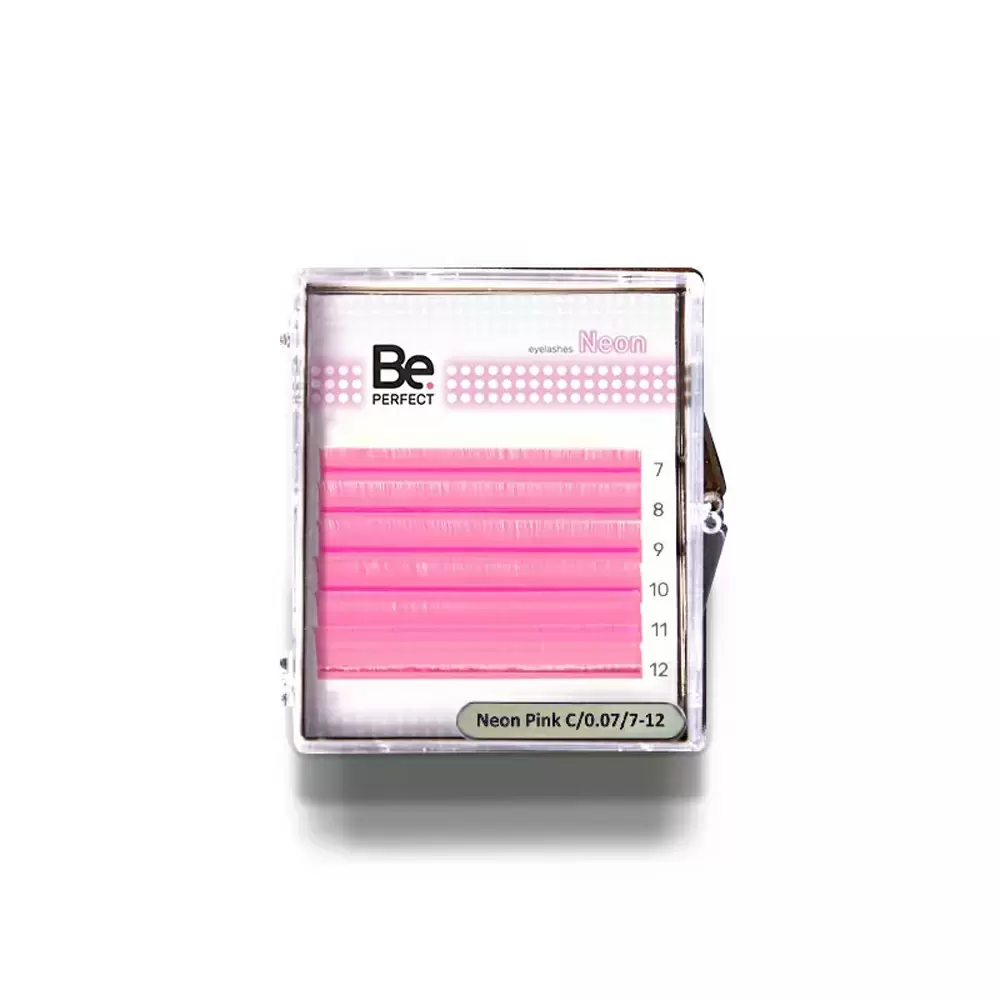 Ресницы неоновые цветные Be Perfect Neon Pink, Розовые, Микс 6 линий