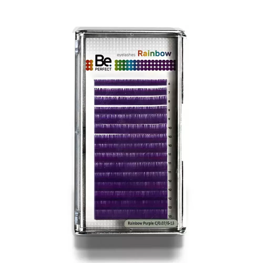 Ресницы цветные Be Perfect Rainbow Purple, Пурпурные, Микс 16 линий
