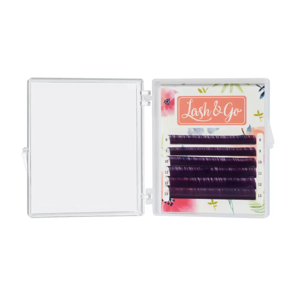 Ресницы цветные Lash&Go, Фиолетовые, Микс 6 линий