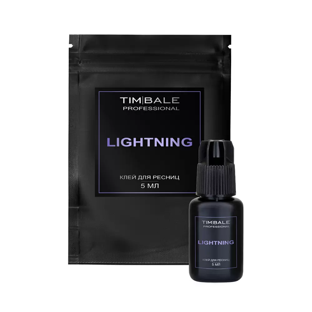 Клей TimBale Lightning чёрный для наращивания ресниц, 5 мл