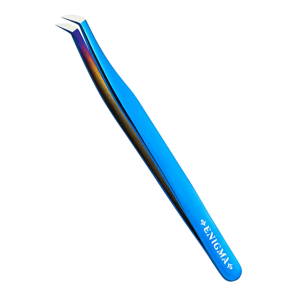 Пинцет Enigma с ручной заточкой extra-sharp, Volume new, Blue metallic