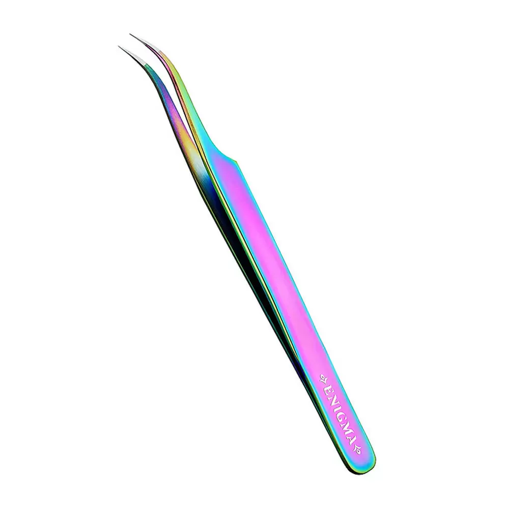 Пинцет Enigma с ручной заточкой extra-sharp, Изогнутый new, Chameleon