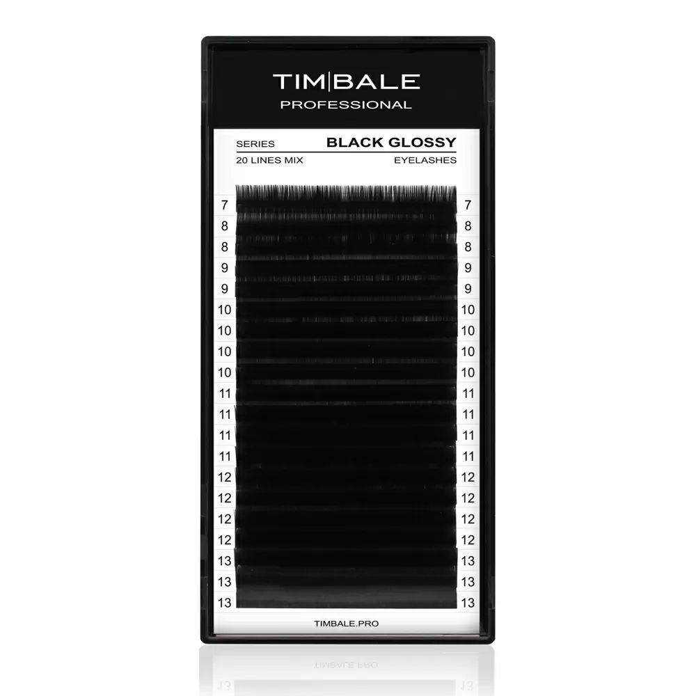 Ресницы чёрные TimBale Black Glossy, Микс 20 линий