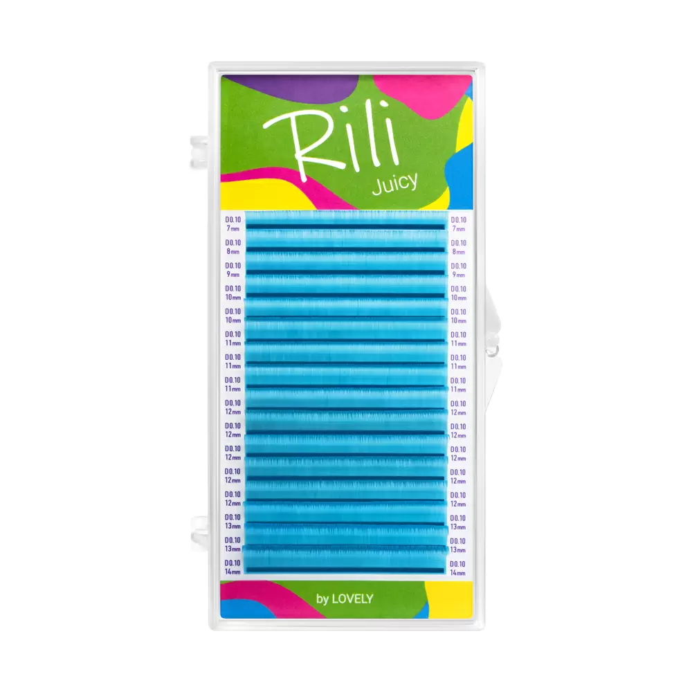 Ресницы неоновые синие Rili Juicy, Микс 16 линий