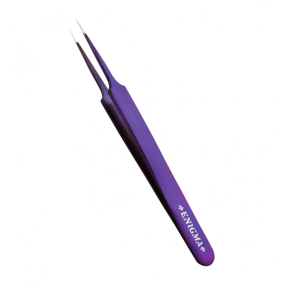 Пинцет Enigma с ручной заточкой extra-sharp, Прямой, Тип A, Purple metallic