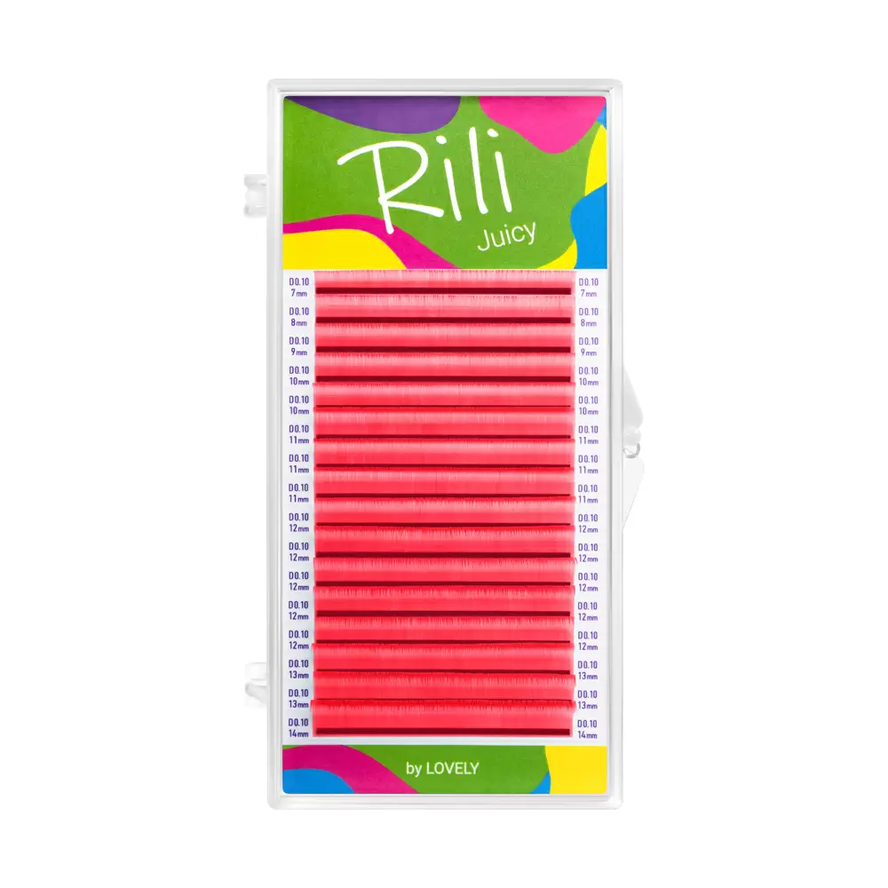 Ресницы неоновые розовые Rili Juicy, Микс 16 линий