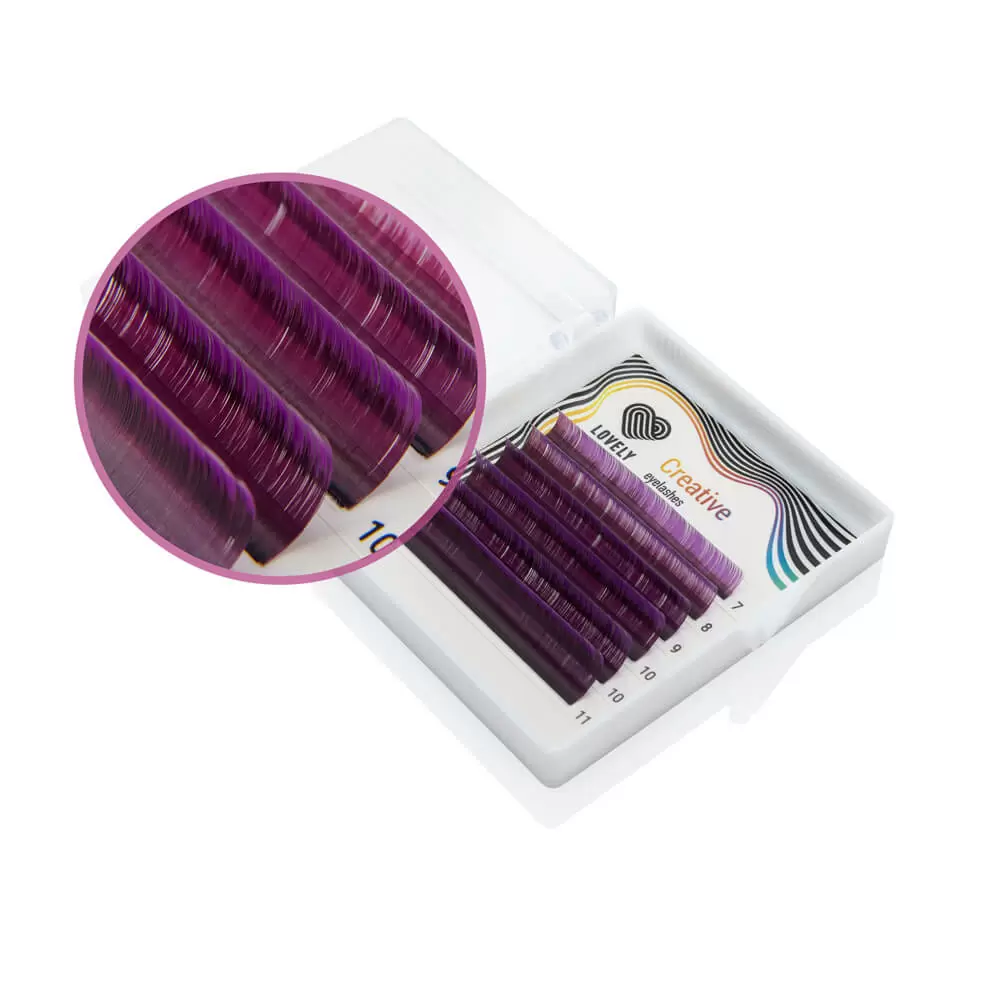 Ресницы цветные омбре Lovely Black-Purple, Чёрно-фиолетовые, Микс 6 линий