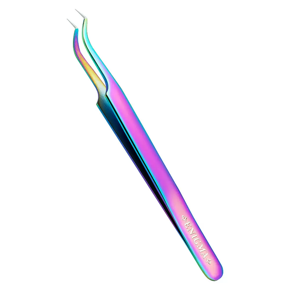 Пинцет Enigma с ручной заточкой extra-sharp, Изогнутый, Тип Мини-L, 90 градусов, Chameleon