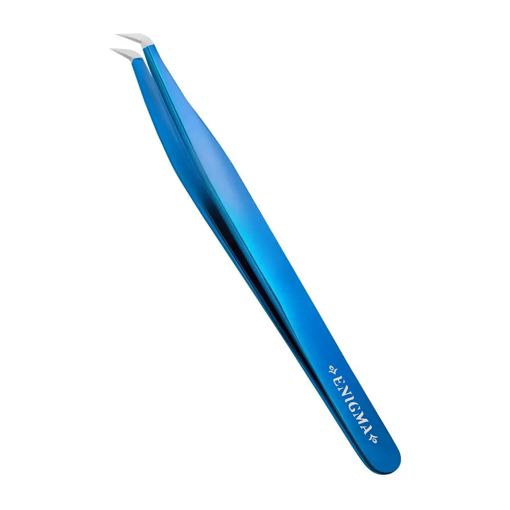 Пинцет Enigma с ручной заточкой extra-sharp, Мини-Volume, Blue metallic