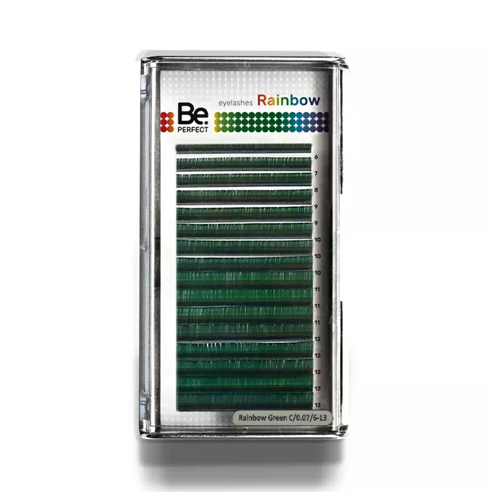 Ресницы цветные Be Perfect Rainbow Green, Зелёные, Микс 16 линий