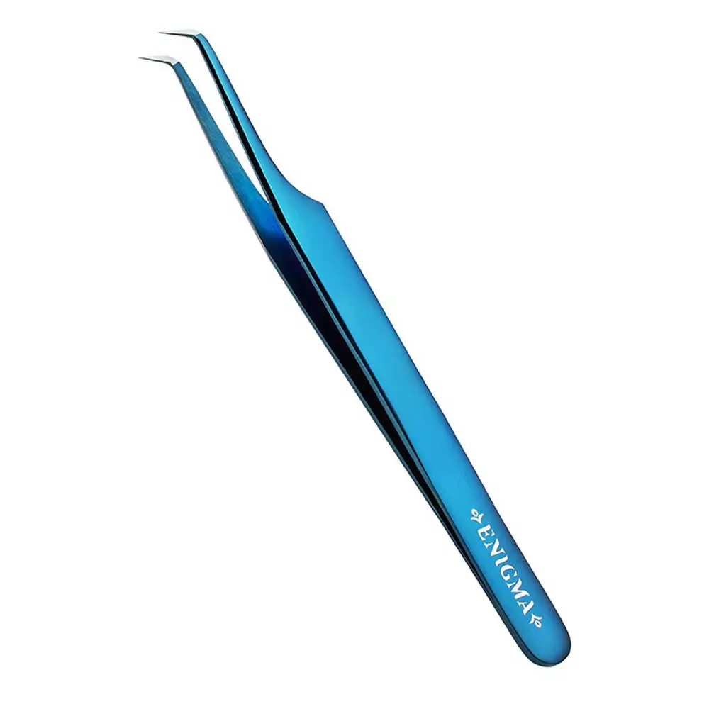 Пинцет Enigma с ручной заточкой extra-sharp, Тип Мини-L new, 90 градусов, Blue metallic