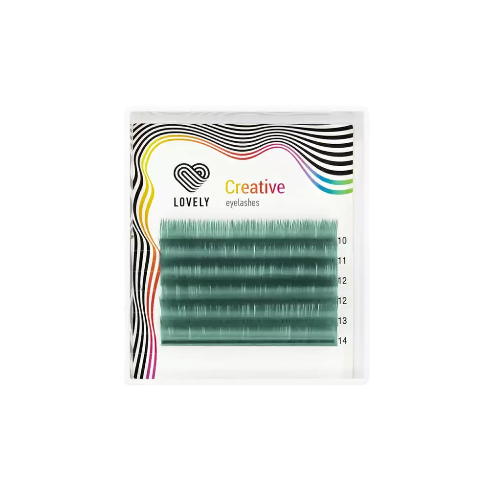 Ресницы цветные Lovely Emerald, Изумрудные, Микс 6 линий