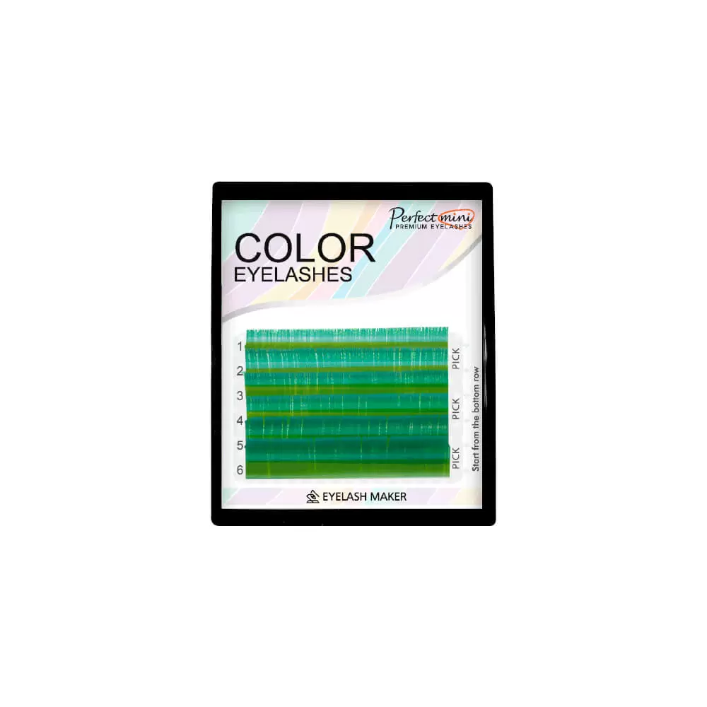 Ресницы двухцветные Eyelash Maker Blue-Green, Сине-зелёные, Микс 6 линий