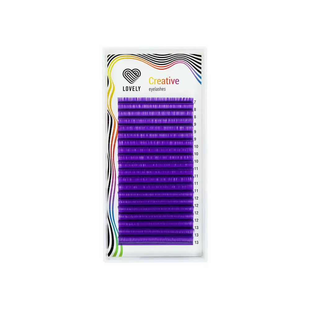 Ресницы цветные Lovely Purple, Фиолетовые, Микс 20 линий