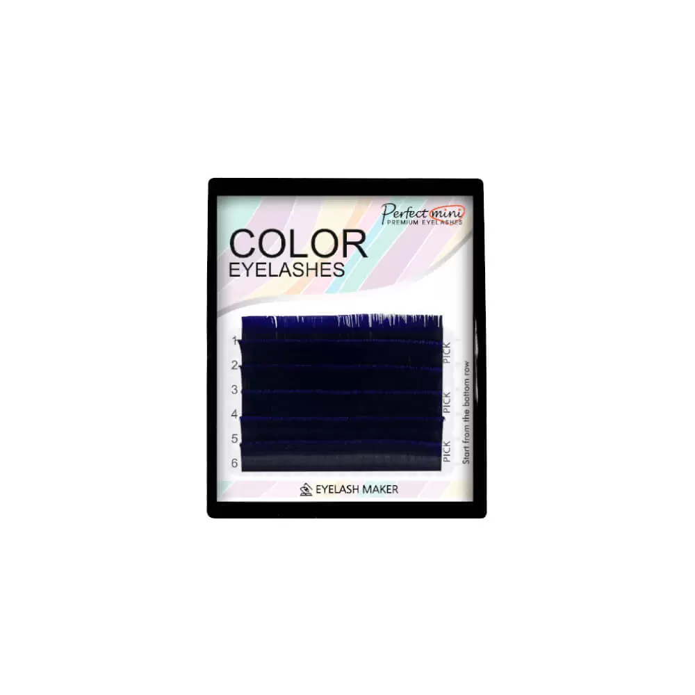 Ресницы цветные Eyelash Maker Dark Blue, Тёмно-синие, Микс 6 линий
