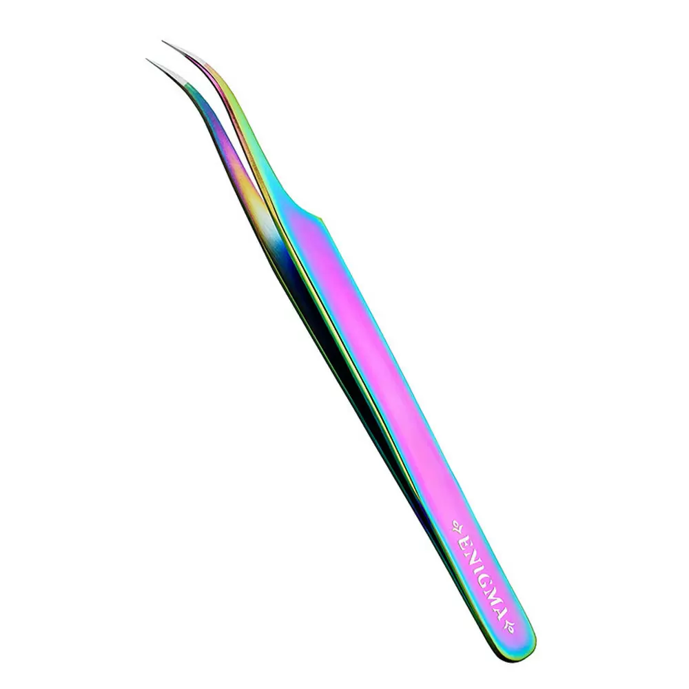 Пинцет Enigma с ручной заточкой extra-sharp, Изогнутый, Chameleon