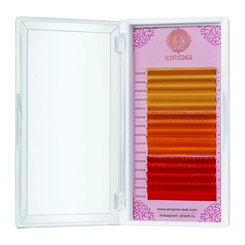 Ресницы цветные Enigma Spicy citrus, 3 цвета, Микс 15 линий