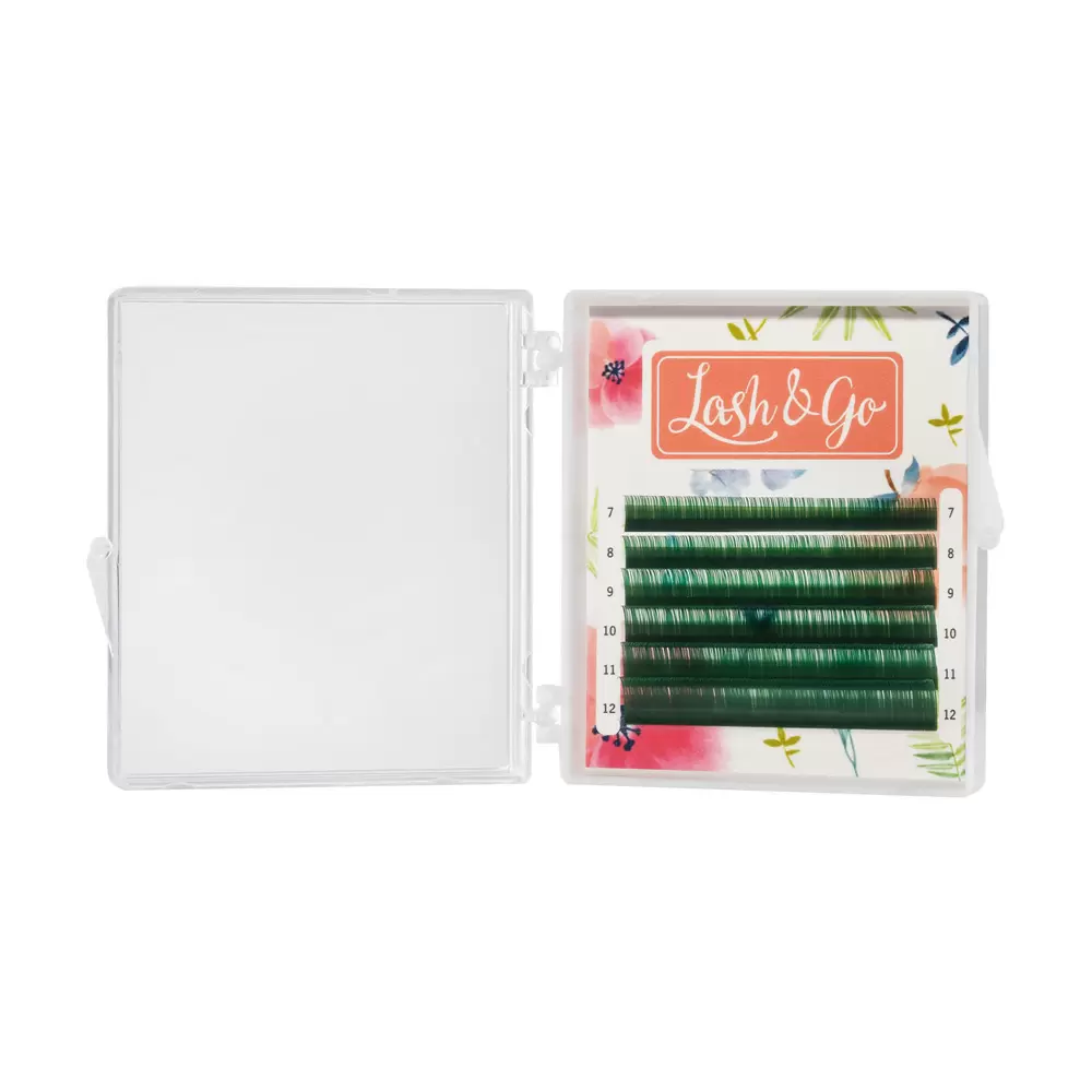 Ресницы цветные Lash&Go, Зелёные, Микс 6 линий