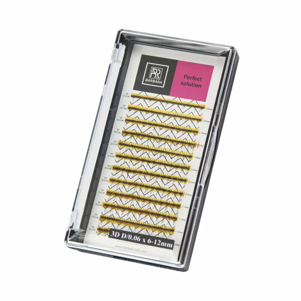 Ресницы 3D BARBARA Perfect Solution, Готовые пучки, Микс 12 линий