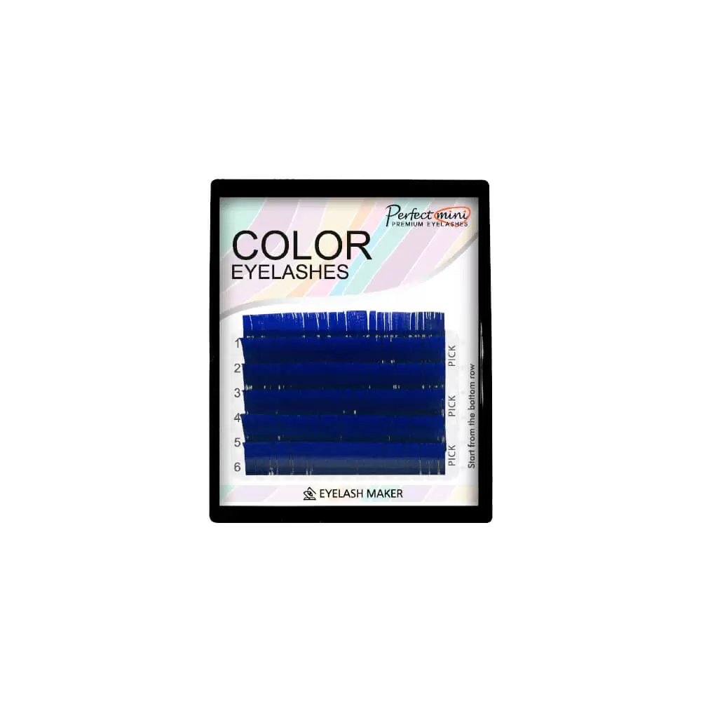 Ресницы цветные Eyelash Maker Blue, Синие, Микс 6 линий