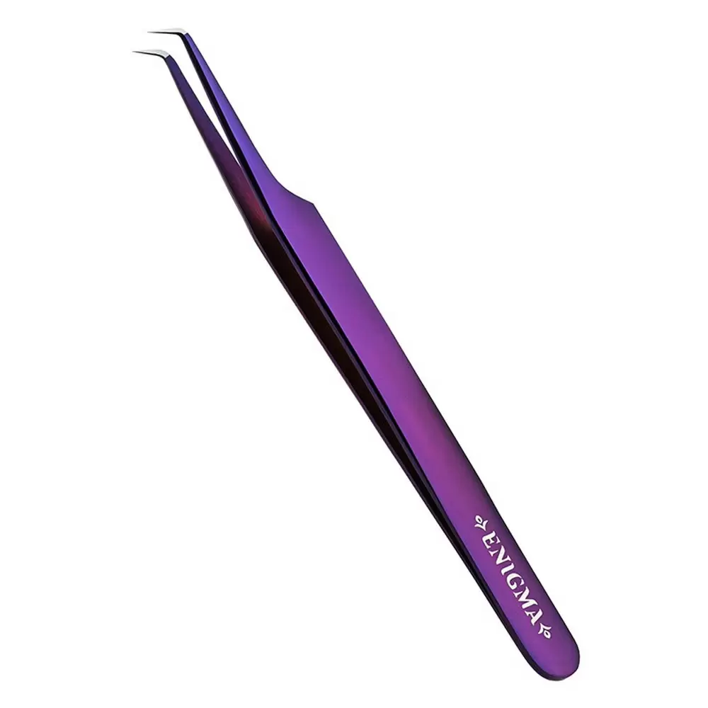 Пинцет Enigma с ручной заточкой extra-sharp, Тип Мини-L new, 90 градусов, Purple metallic