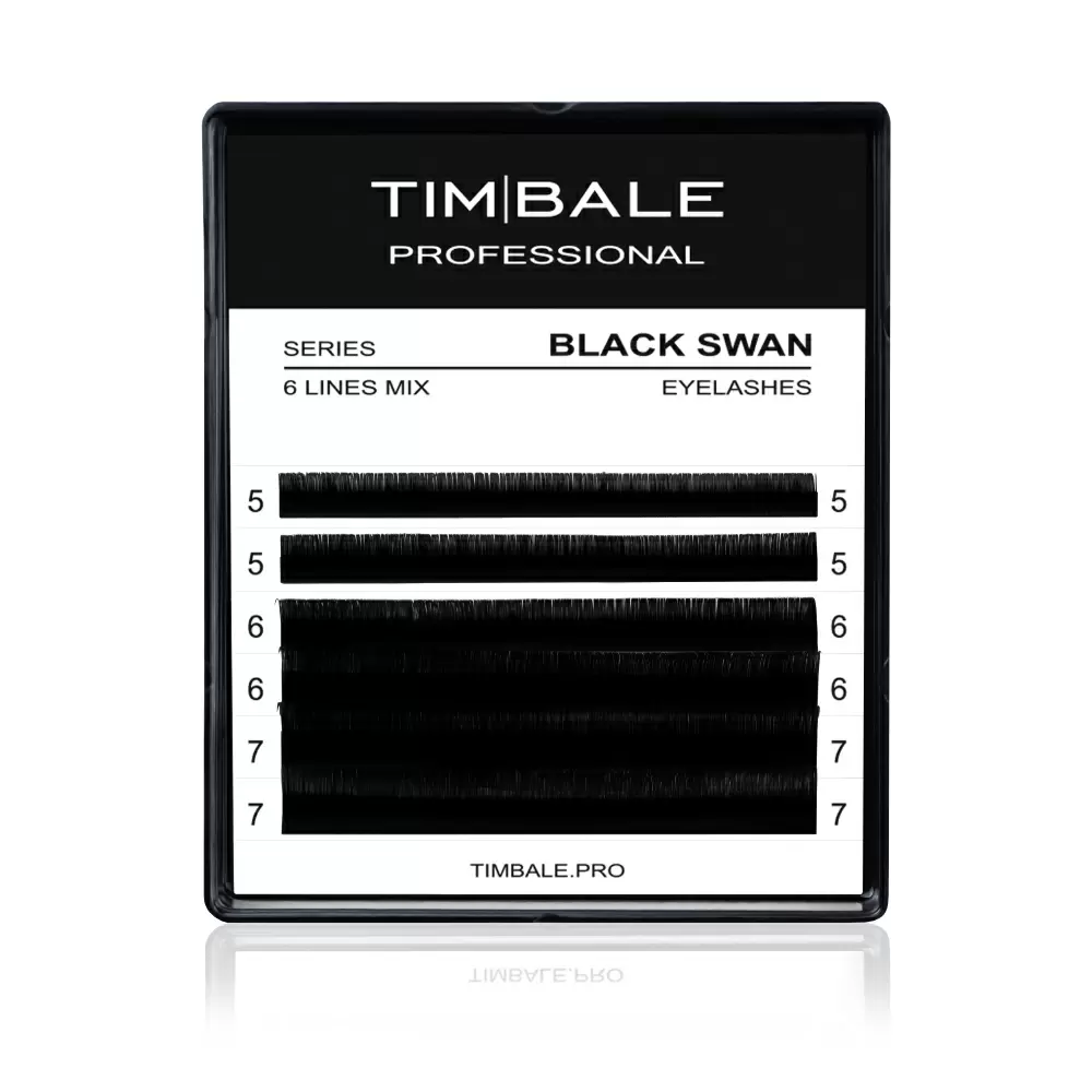 Ресницы чёрные TimBale Black Swan, Микс 6 линий