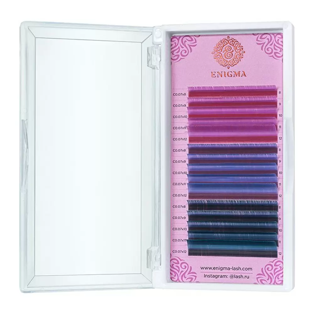 Ресницы цветные Enigma Pastel blues, 3 цвета, Микс 15 линий
