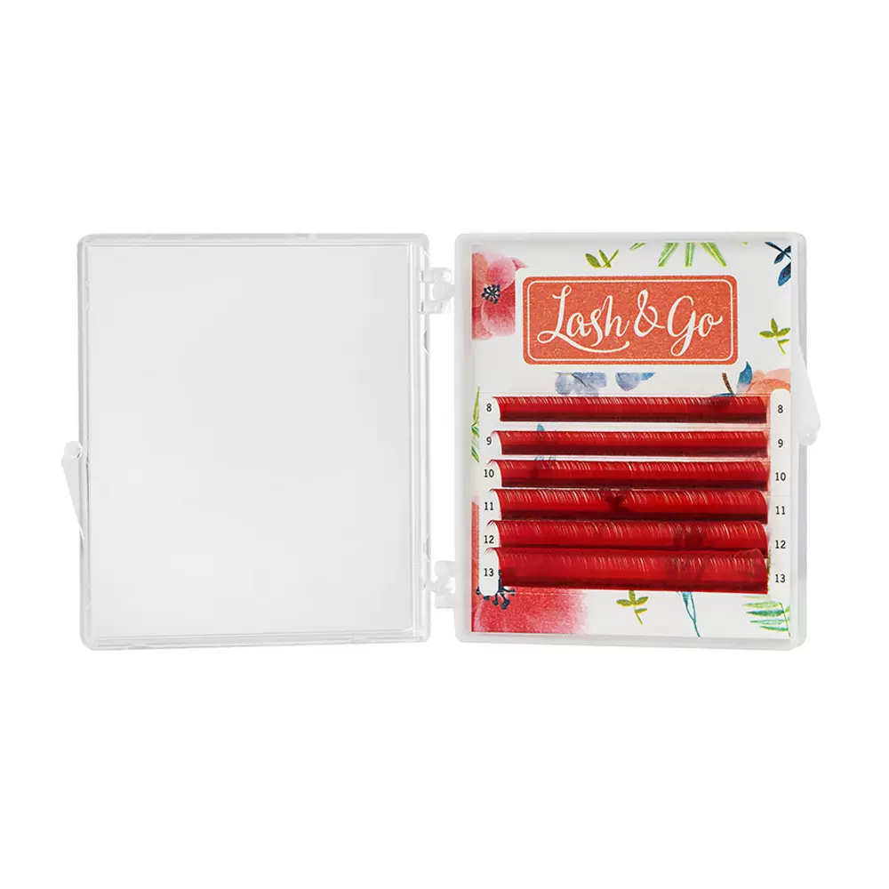 Ресницы цветные Lash&Go, Красные, Микс 6 линий