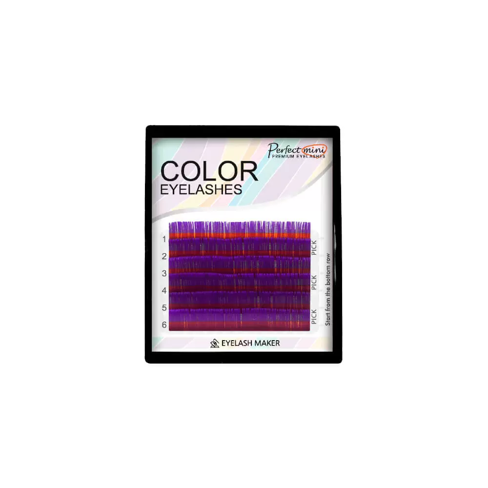 Ресницы цветные Eyelash Maker Violet, Фиолетовые, Микс 6 линий