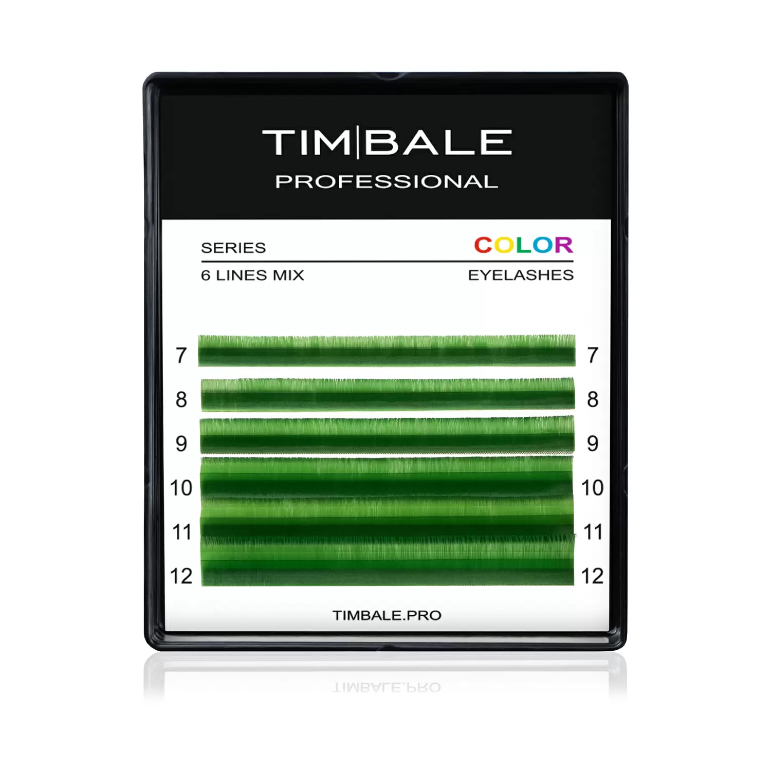 Ресницы цветные TimBale Green, Зелёные, Микс 6 линий