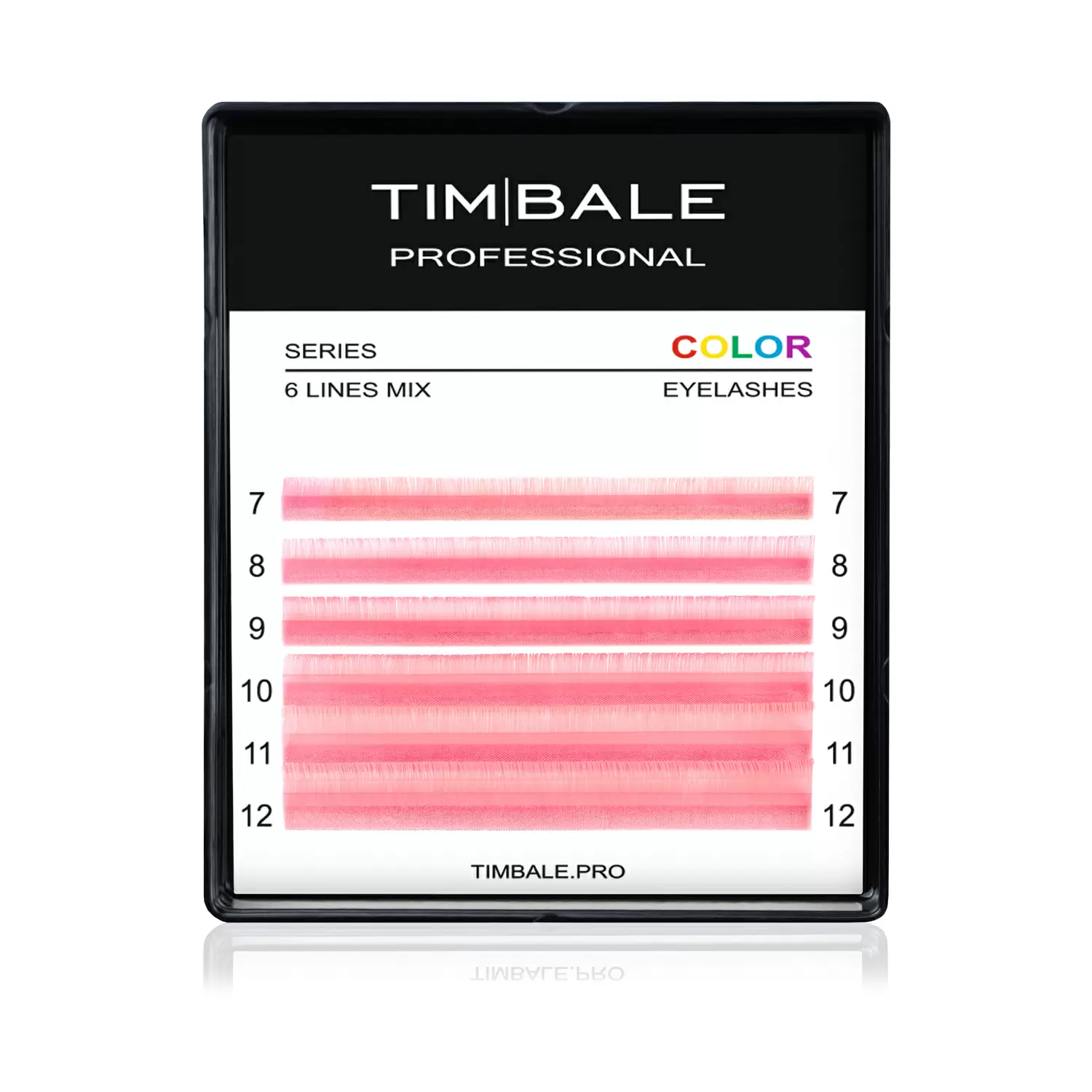 Ресницы цветные TimBale Pink, Розовые, Микс 6 линий
