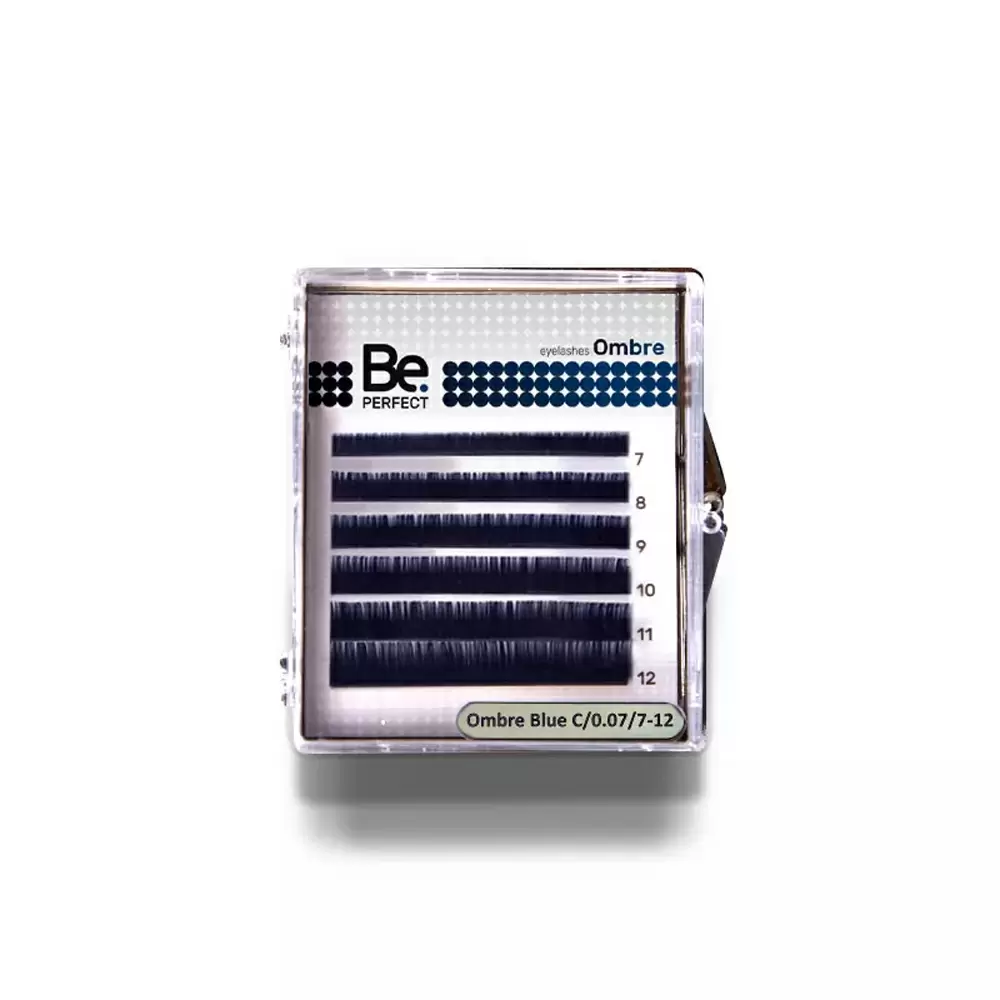Ресницы цветные омбре Be Perfect Ombre Blue, Чёрно-синие, Микс 6 линий