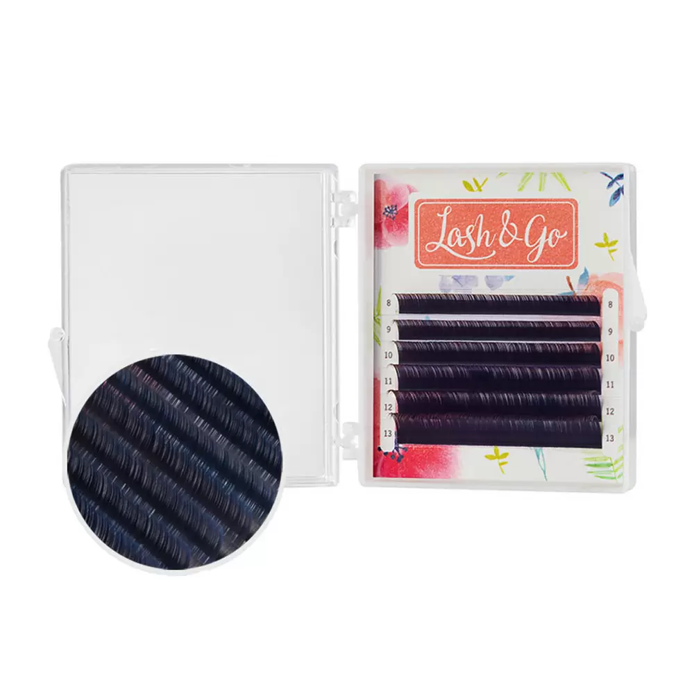 Ресницы цветные омбре Lash&Go, Чёрно-синие, Микс 6 линий