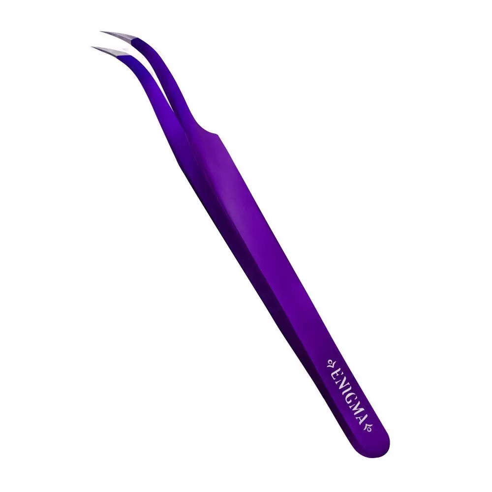 Пинцет Enigma с ручной заточкой extra-sharp, Изогнутый, 90 градусов, Purple metallic
