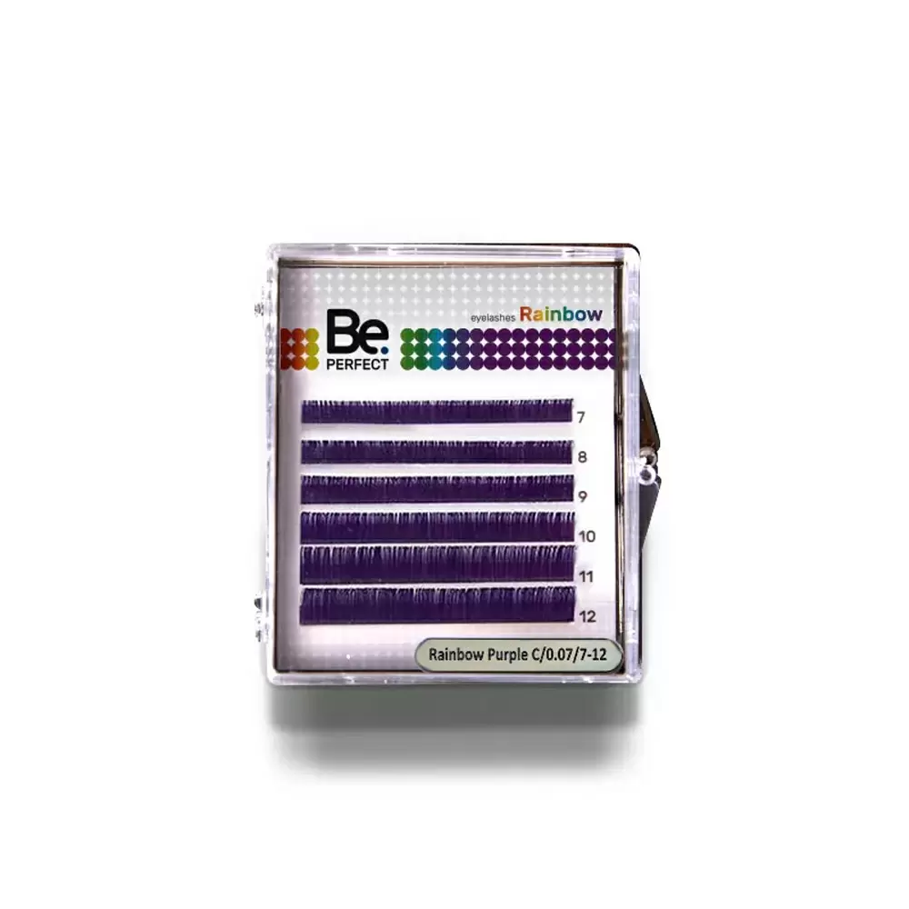 Ресницы цветные Be Perfect Rainbow Purple, Пурпурные, Микс 6 линий