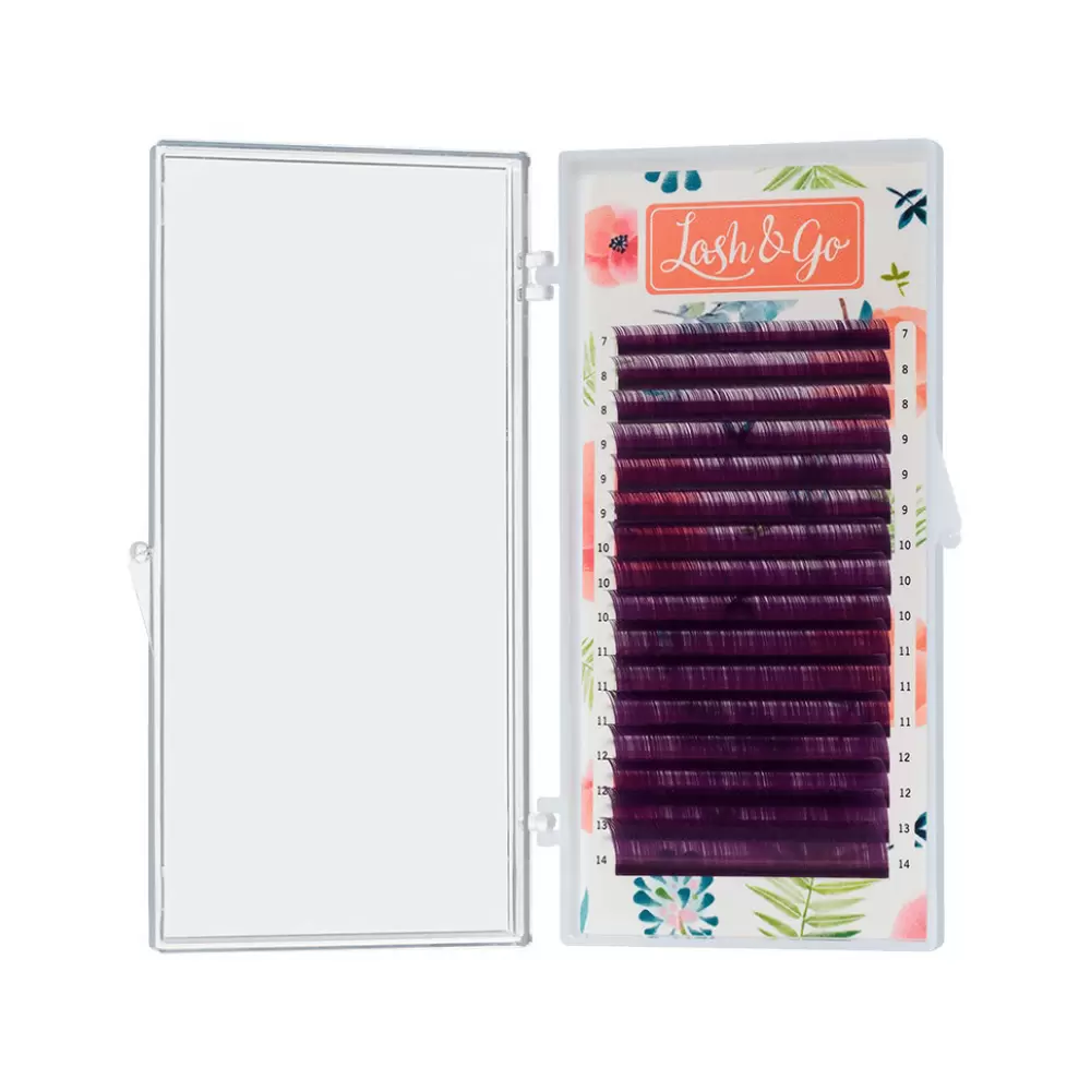 Ресницы цветные Lash&Go, Фиолетовые, Микс 16 линий